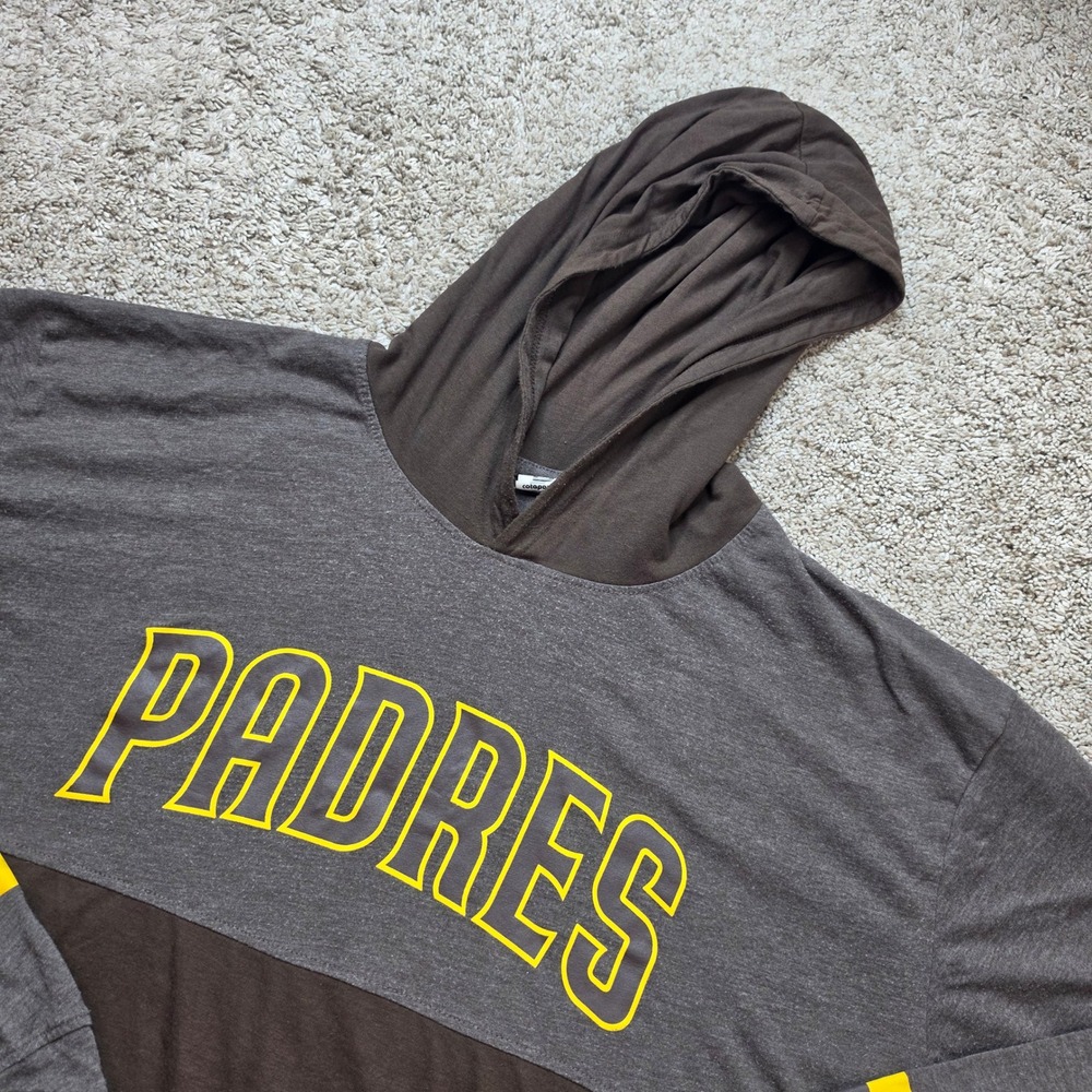 San Diego Padres Hoodie T-Shirt Mens XL Brown Yellow MLB Baseball Fan Gear